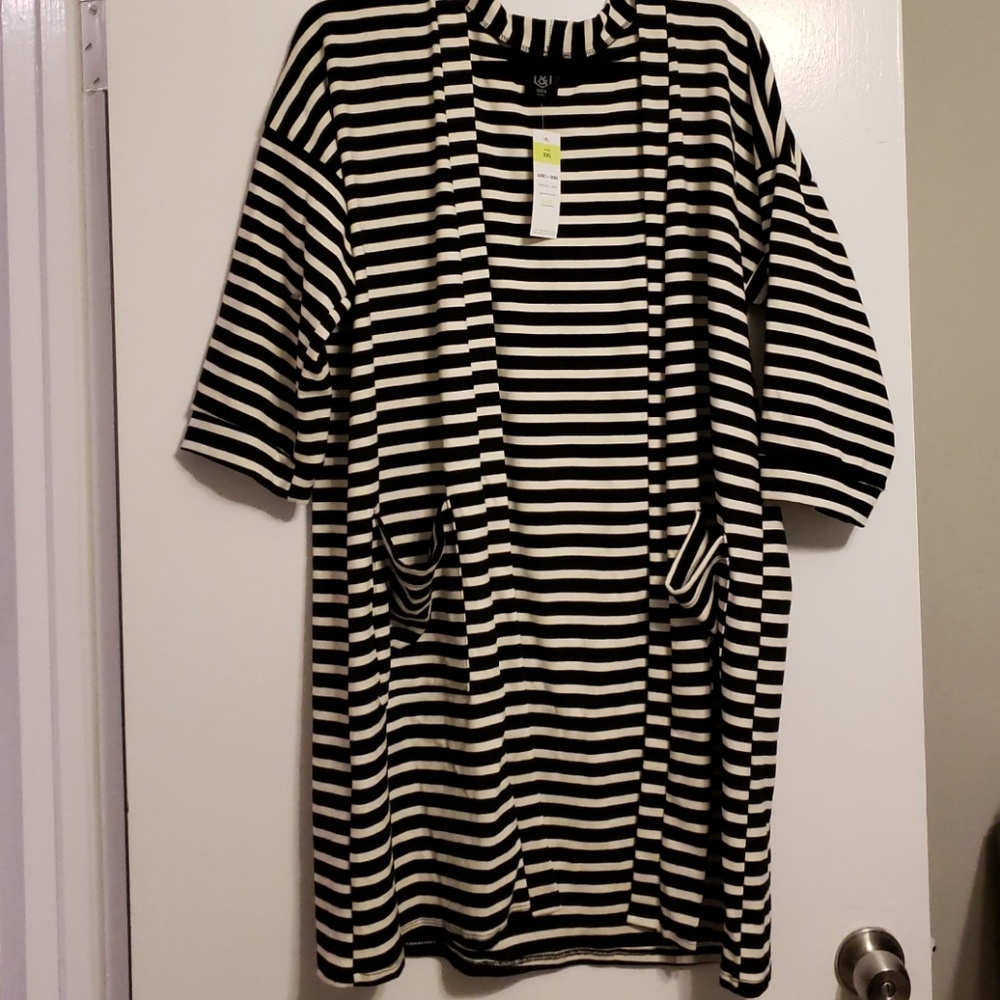 Agnes & Dora B&W Stripped Forever Cardi - XXL